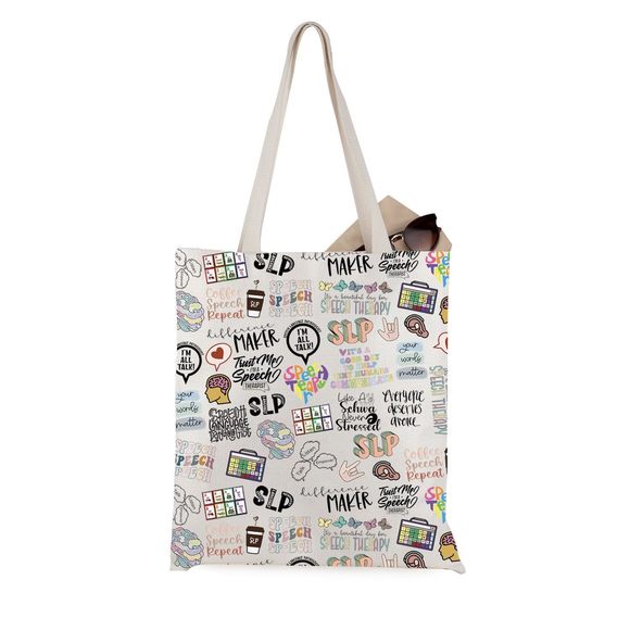 Slp Gift Speech Language Pathologist Gift Slp Therapy Quote Tote Bag XD - Picture 1 of 6